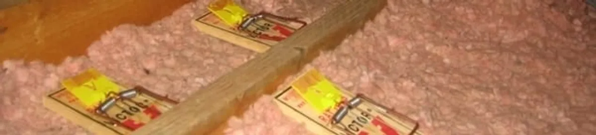 Mouse traps placed in an attic for rodent control in Saint Louis, MO